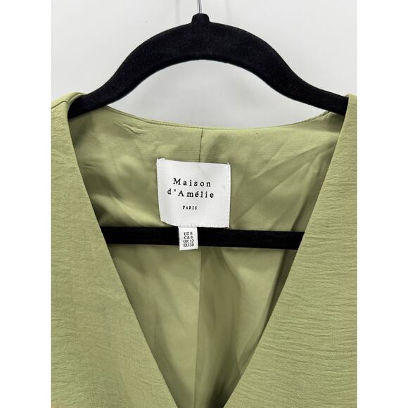 Maison D'Amelie green Vest cinch buckle in back size 8 preppy it girl summer - Picture 3 of 8